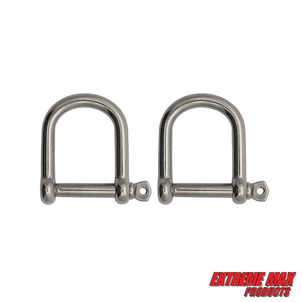 Extreme Max Extreme Max 3006.8231.2 BoatTector Stainless Steel Wide D Shackle - 3/8", 2-Pack 3006.8231.2 - main